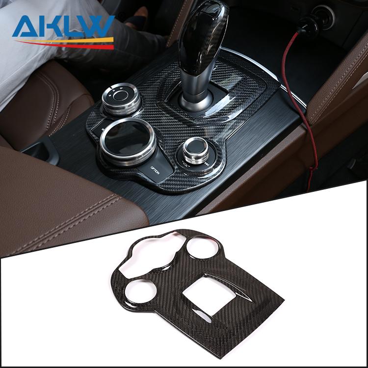 Carbon Fiber Interior Accessory for the Central Control Gear Panel Decoration Frame of the Car for Alfa Romeo Giulia/Stelvio