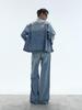 Starry Sky Shiny Wide-Leg Slimming High-Waisted Denim Pants for Women - Flaw-Concealing, Leg-Lengthening Straight Fit