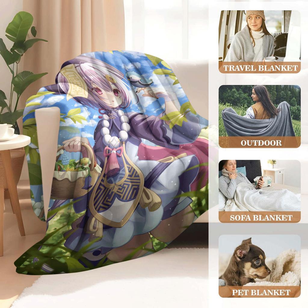Cartoon Ellen Joe Flannel Blanket Cover Genshin Ganyu Keqing Soft Anime Blanket Multifunctional Decor Home Universal Blankets
