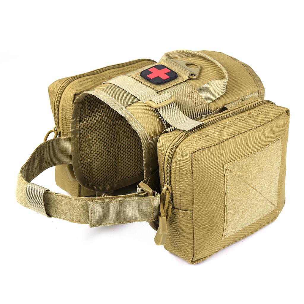 Waterproof Dual Side Dog Backpack Nylon Harness Vest Military Tactical Molle Traning Food Tools 