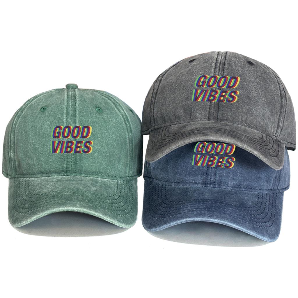 Unisex Baseball Caps "GOOD VIBES" Trucker Cap Casual Fashion Adjustable Baseball Hat Ideal Choice For Gifts One Size Fits All