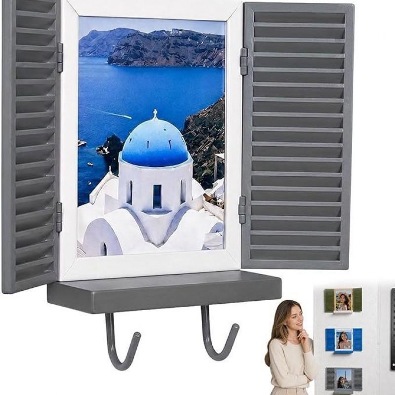 Mediterranean Window Photo Frame Key Holder PLA Material Cartoon Style Home Office Decor