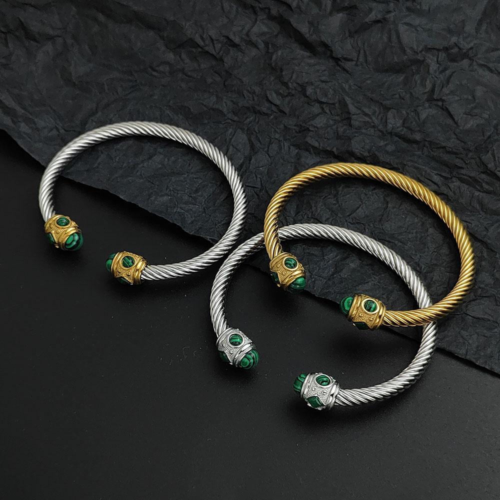 Creative Wire Buckle Sapphire Gold-plated Stainless Steel Women's Bracelet, Waterproof and Rust-free, Couple Bracelet