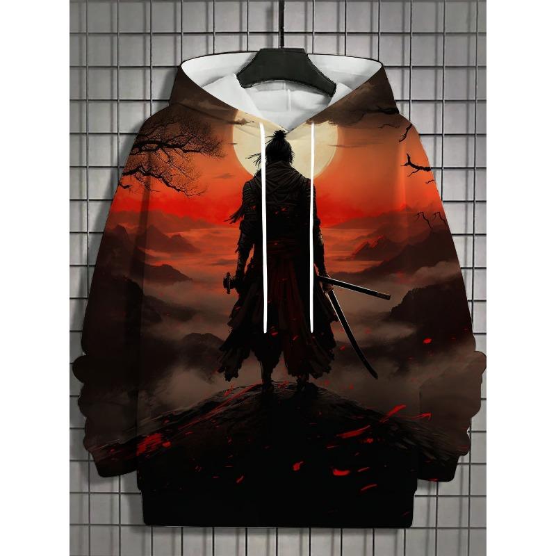 2025 Autumn Men's 3D Japanese Samurai Print Hoodie Men's and Women's Casual Fashion Men's Hoodie Street Men's Tops
