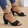 Fashion Women Suede High Heels Sandals Open Toe Sexy Shoes Chunky 2024 Designer New Trend Pumps Shoes Summer Walking Mujer Zapatillas