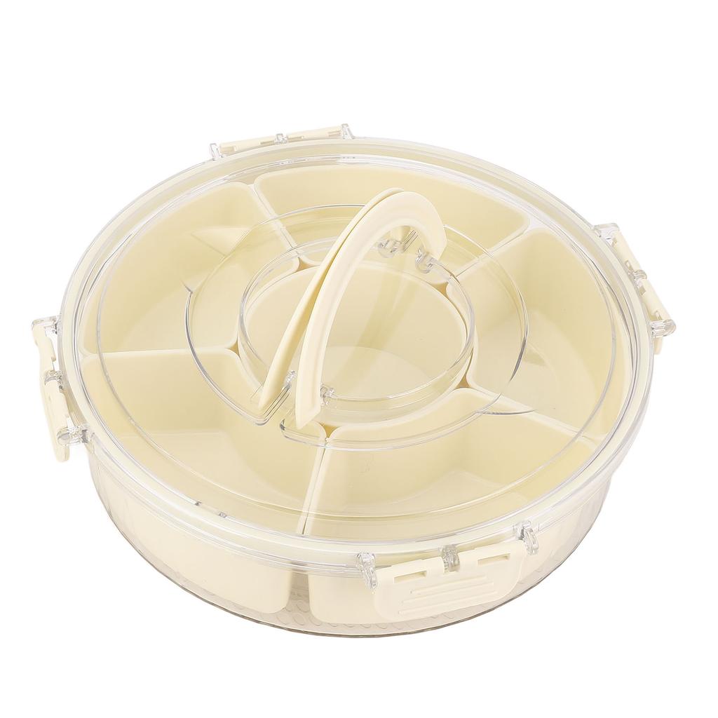 360° Rotating Divider Tray 6 Compartments Compact Sealed Snack Tray Divided Serving Tray for Road Tr