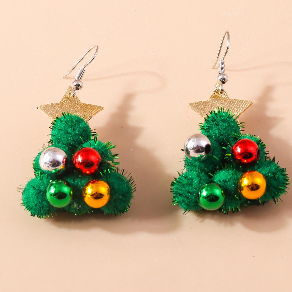 European and American Cartoon Christmas Earrings - Cute Funny Elk, Tree, and Wreath Studs Jewelry