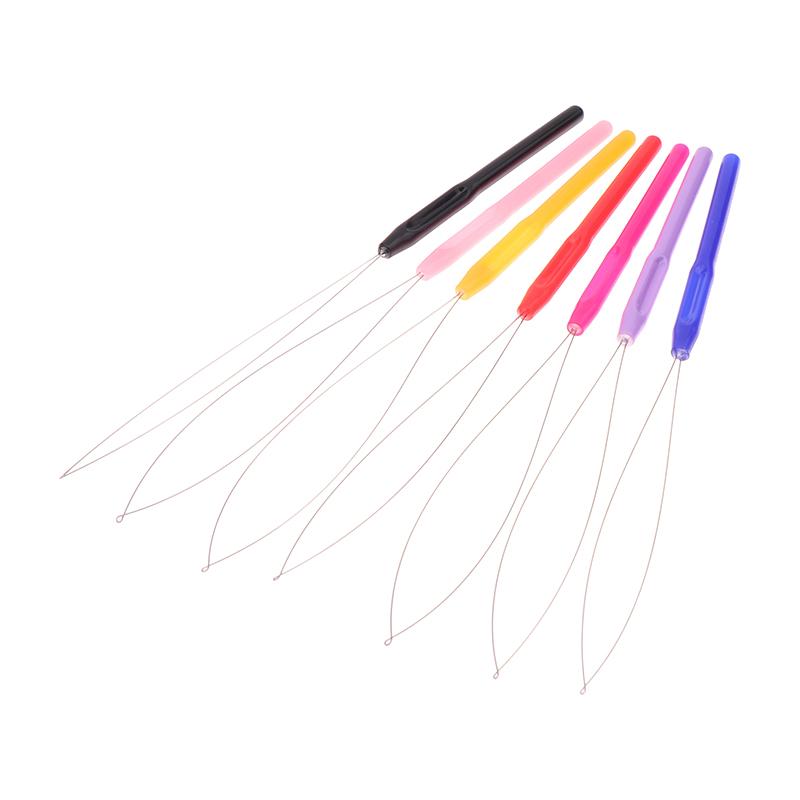 10 ks Nástroj na prodlužování vlasů s očkem, háček na protahování, navlékač jehly s očkem pro silikonové mikrokroužky