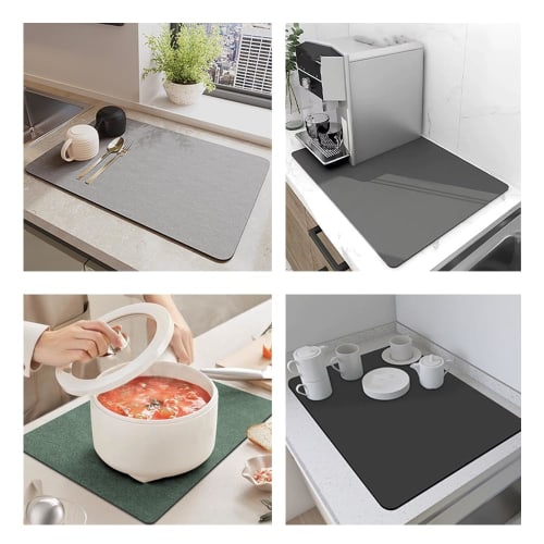 ZJYCLY Dish Draining Mat, Kitchen Absorbent Mat for Dish Storage, Non-Slip, Oil-Resistant, Quick-Drying, Water-Absorbent, Oil-Resistant, Heat-Resistan