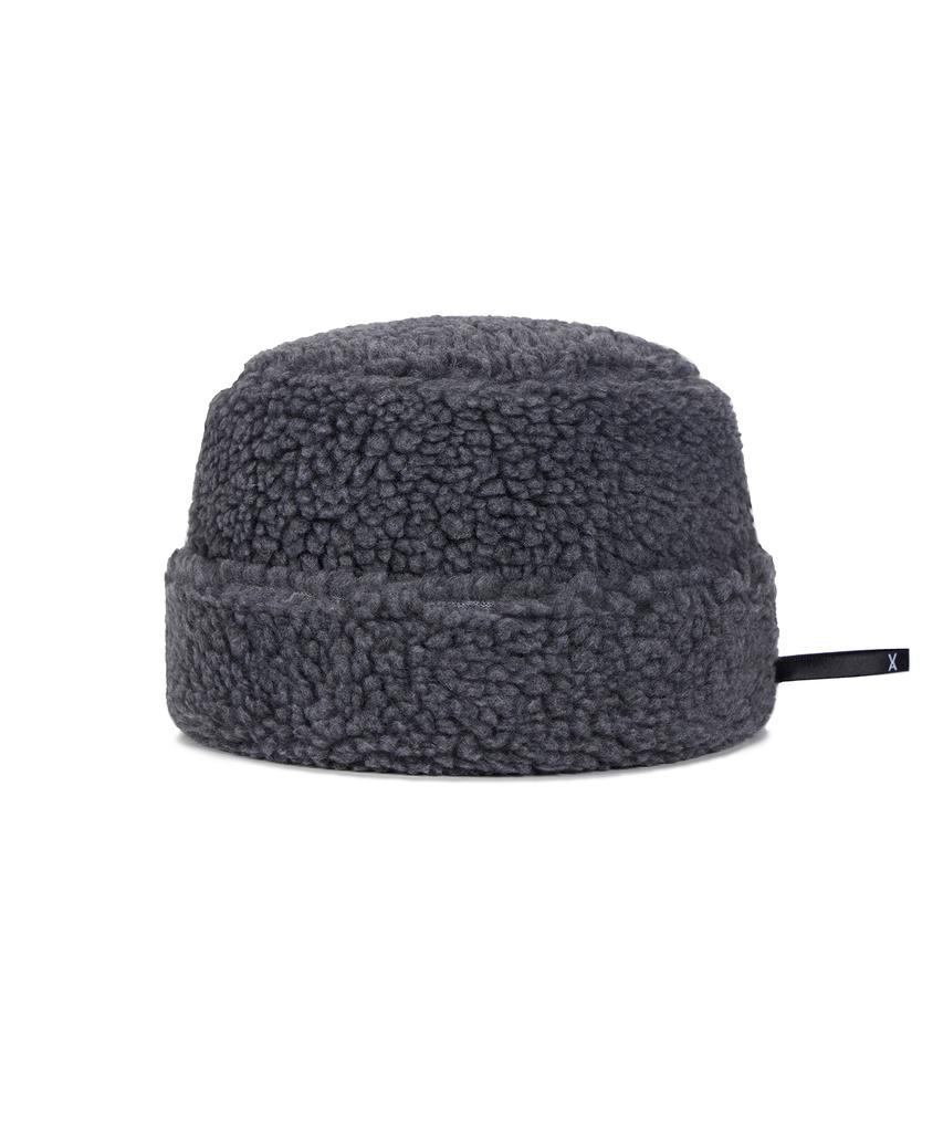 Bajal Va Long Label Fleece Mongolian Bucket Hat Gray