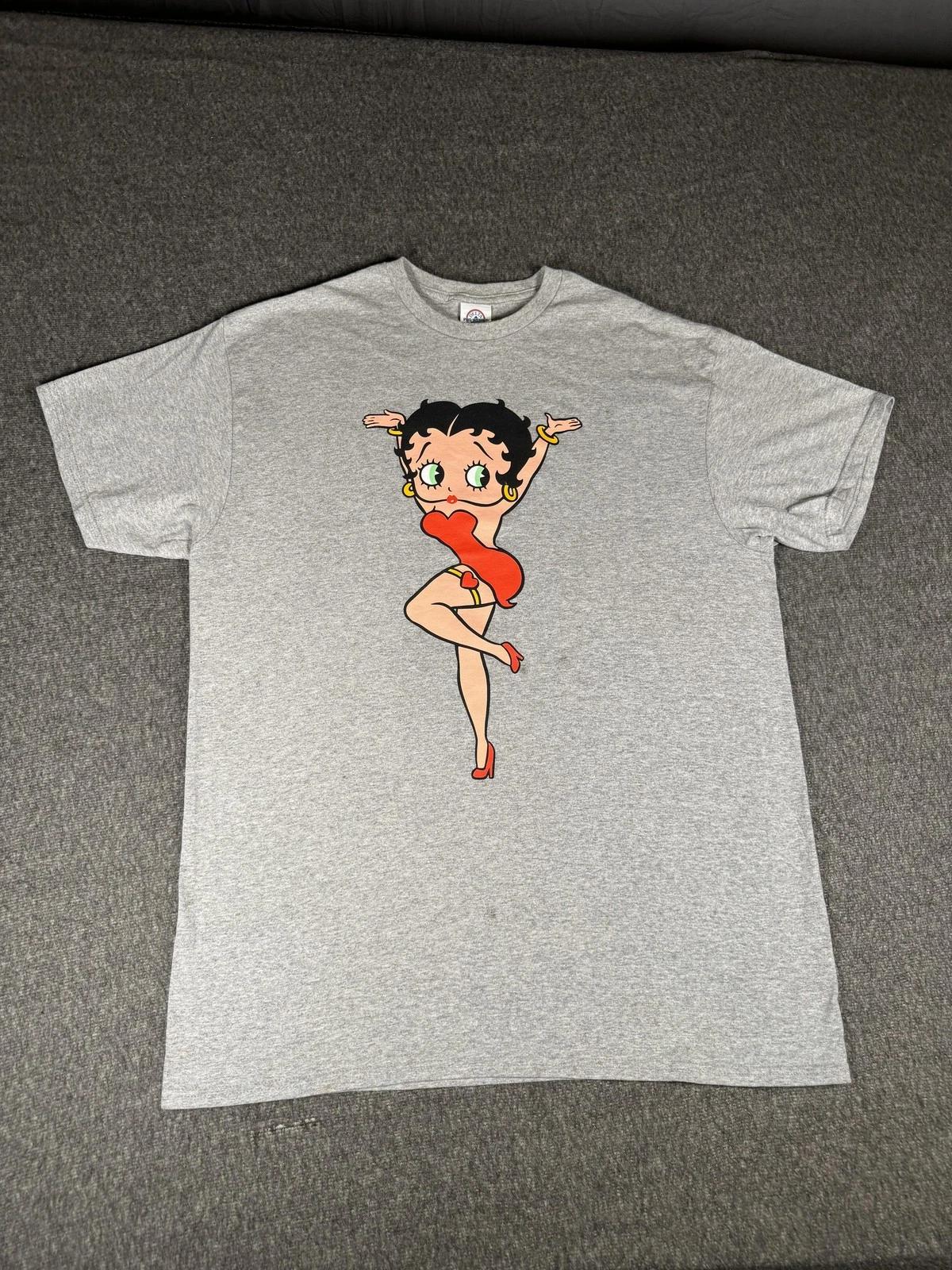 

Betty Boop Shirt Mens Large Gray Graphic Cartoon Tee Delta Pro Weight Character XL