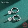 Modian 100% 925 Silver Classic Circle Sparkling Clear CZ Hoop Earrings For Women Luxury Wedding Statement Jewelry Arete