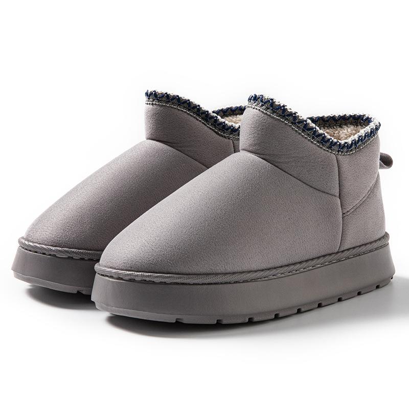 

Платформенные замшевые зимние сапоги для женщин, зимние теплые уютные пушистые нескользящие женские мини-ботильоны до щиколотки, домашние тапочки для дома для улицы, домашняя обувь с меховой подкладкой 36-37 серый