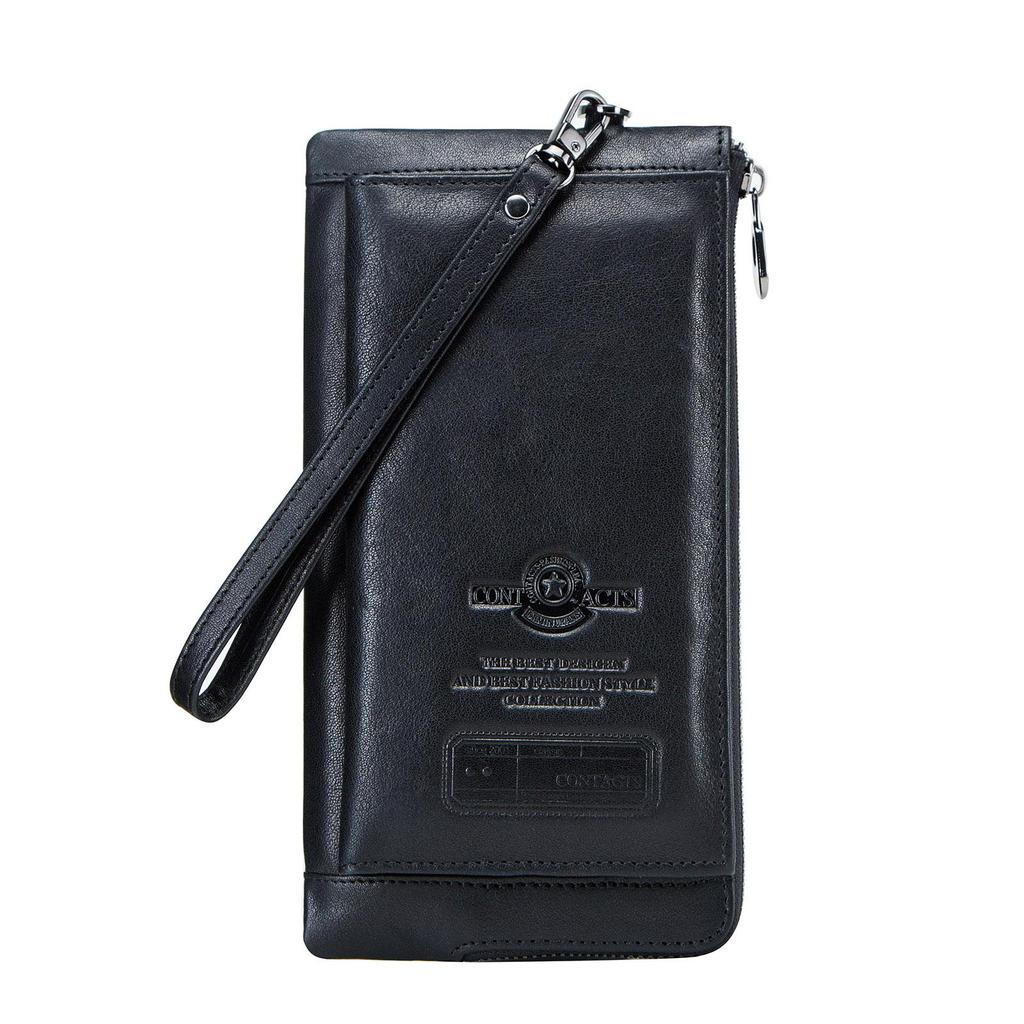 Genuine Leather Wallets Men 9 Card Slot Photo Holder Phone Pocket Portable Money Bag Male Travel Daily Gift Purses CONTACT'S