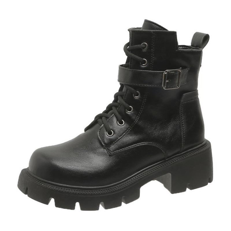 Martin boots women's new autumn and winter locomotive boots thick-soled belt buckle retro short boots large size