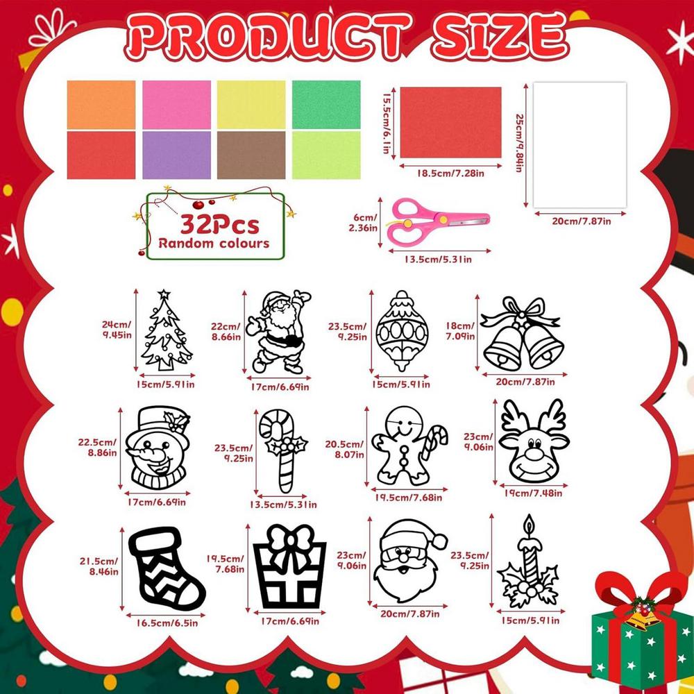 

2 Pieces DIY Snowman Cutouts Crafts Snowflake Santa Claus Reindeer Bell Craft Kits Window Display Picture Christmas Craft