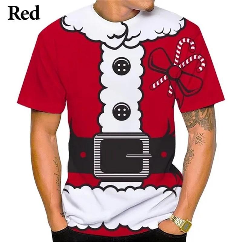 

Смешные футболки с рождественской графикой, напечатанные на 3D-принтере, для мужчин, модные футболки с коротким рукавом для мужчин, с полной печатью, рождественские футболки больших размеров S