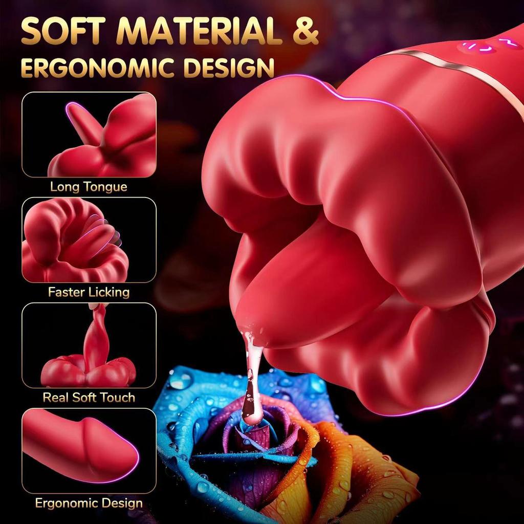 Red Lips Tongue Vibrator for Women: Clitoral & Breast Stimulation Adult Toy