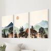 3 Stück/Set Landschaftskunst Ölgemälde Leinwand mit Holzrahmen Wanddeko Haus Zimmer Dekorationen