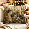 1pc 2D Flat Printing Pillowcase, Single-Sided Print Without Pillow Core, Size 45X45Cm/18X18 Inches, Zipper Closure, Cute Kitten Flower Field Pattern, 