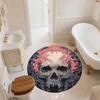 Flame Skull,Round Area Rug,Carpet Rug for Living Room Bedroom Sofa Playroom Decor,Non-slip Floor Mat