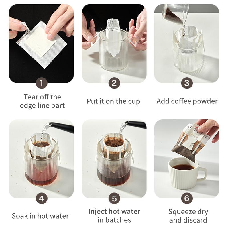 50PCS Coffee Filter Bags Disposable Non-woven Drip Coffee Bag Portafilter Hanging Ear Espresso Coffee Accessories Tea Tool