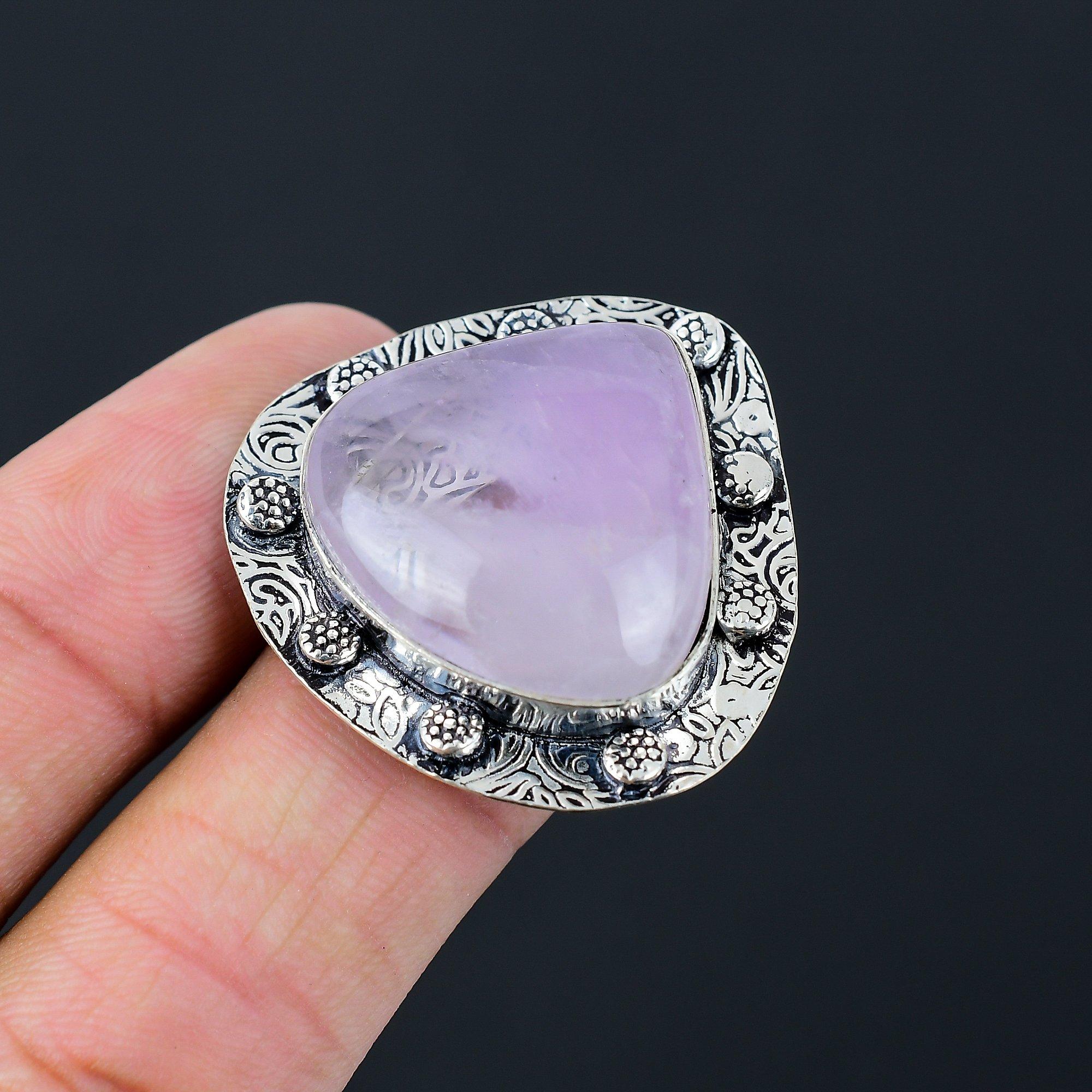 Mothers day Deal 925 Silver Star Amethyst Gemstone Wife Solitaire Ring Size 7.5 7.5