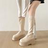 Britische sanfte lange Ritterstiefel Damen 2025 Neu Herbst Schwarz Dicksohlig Retro Dicker Absatz Kleine Skinny Stiefel