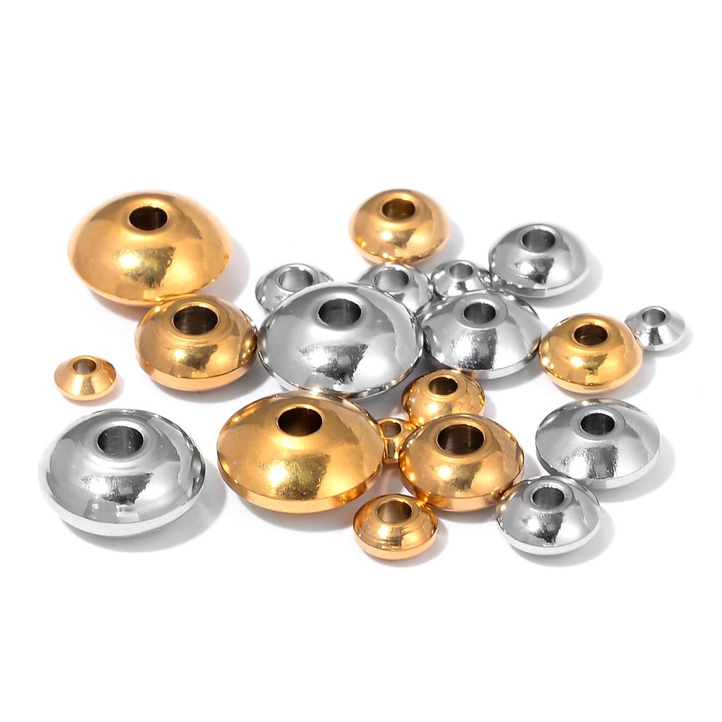 20pcs/lot 3mm 4mm 5mm 6mm 8mm Stainless Steel Round Flat Rondelle Spacer Beads DIY Charms Beads for Jewelry Making Findings
