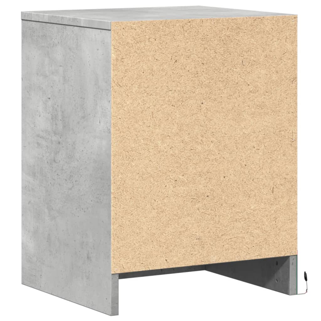Nightstands with LED Lights 2 pcs Concrete Grey Particleboard