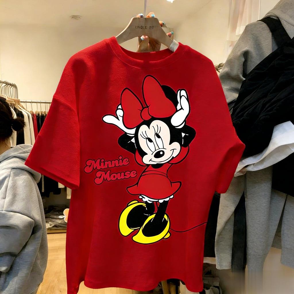 Unisex Oversized Minnie Mouse Cartoon T Shirt Women Men Vintage Short Sleeve Tee Summer Y2k Casual Streetwear Disney Print Tops