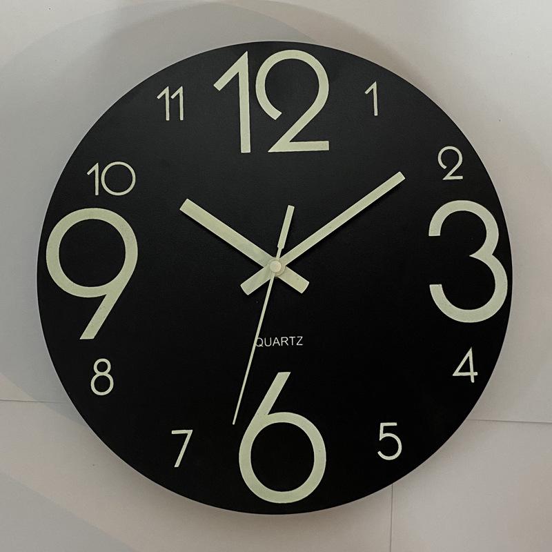 Silent Luminous MDF Wood Wall Clock with Fluorescent Wood Grain Finish