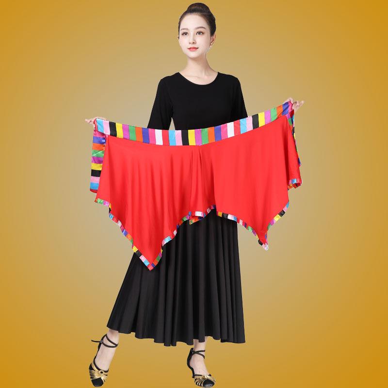 

Тибетский женский костюм для квадратных танцев: Комплект: треугольный шарф и юбка миди 3XL