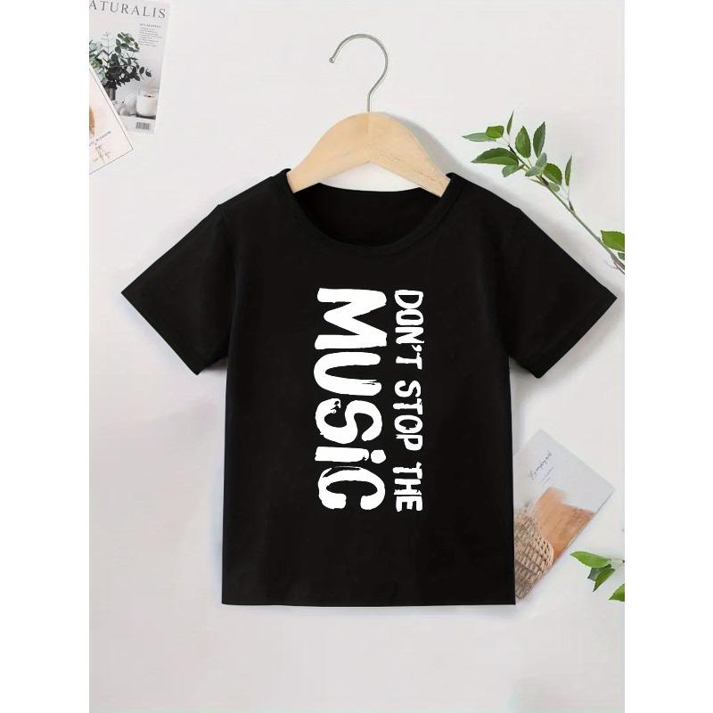 T-shirt da ragazzo a maniche corte con girocollo e stampa di pattern musicali inglesi - Taglia europea