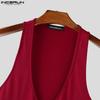 INCERUN Men Deep V Neck Sleeveless Zip-up Irregular Casual Tank Tops Waistcoat