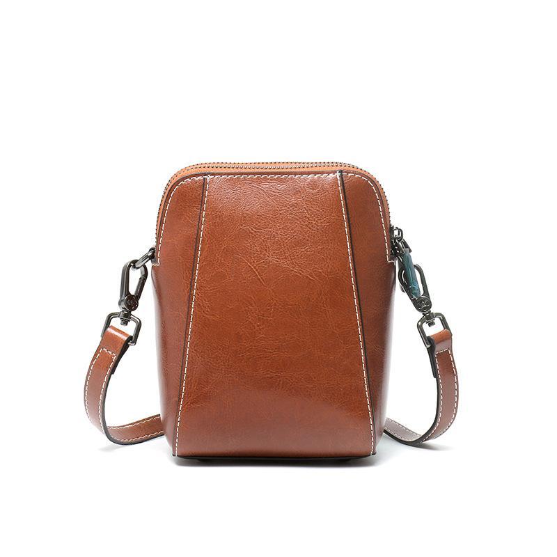 Women's Summer Versatile Small Shell Bag Cowhide Leather Purse Bag Simple Commuting with Crossbody Bag Ladies Cell Phe Pocket