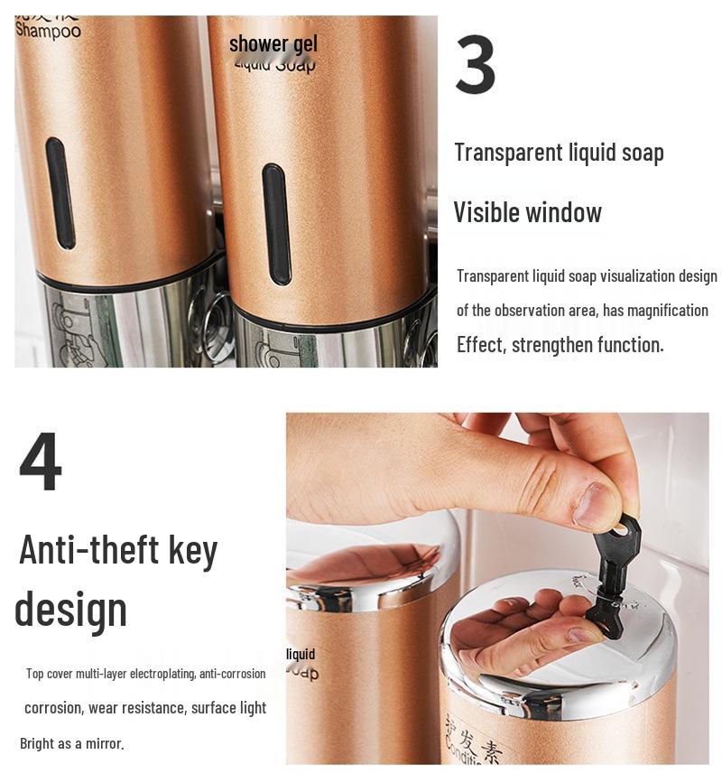 Wall-Mounted Stainless Steel Manual Soap Dispenser for Bathroom