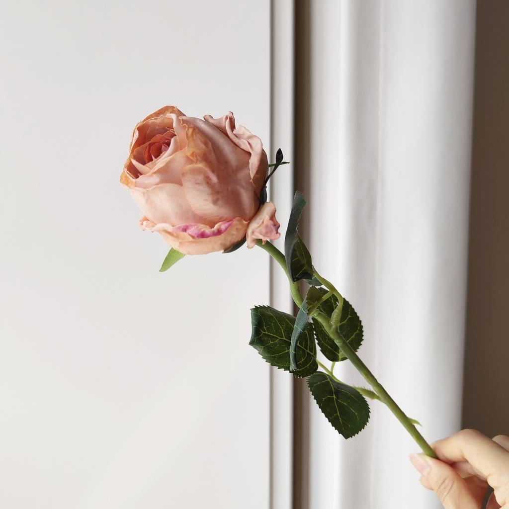 10pcs Rose Artificial Flower Burt Edge Fake Rose Stems 50cm for Wedding Home Hotel Event Floral Arrangement Decoration