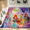 Winx Club Print Flannel Blanket High Quality Warm Comfortable Cover for All Seasons Perfect for Gifts Home Decor