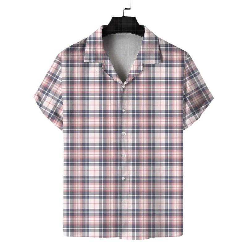 New Summer Shirt Men's Short-sleeved Plaid Design Casual Commuting Fashion All-match Personality Breathable Daily