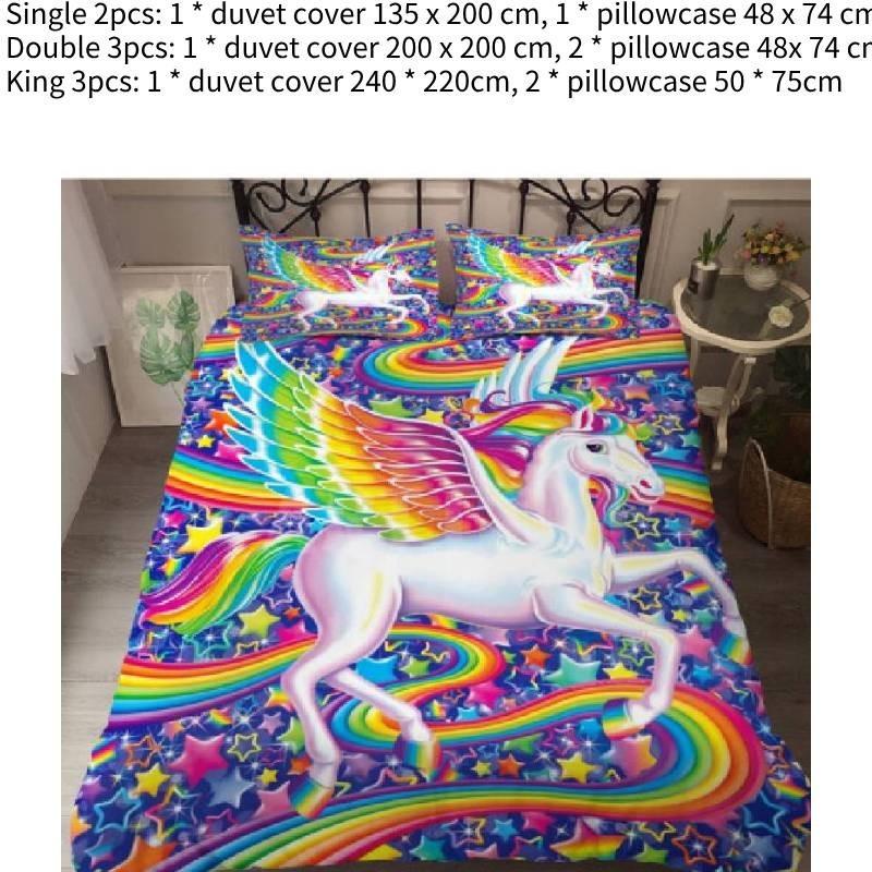 

Постельное белье Одинарный Единорог и Двуспальный Набор Пододеяльников Стильный Красивый Разнообразный Красочный Single
