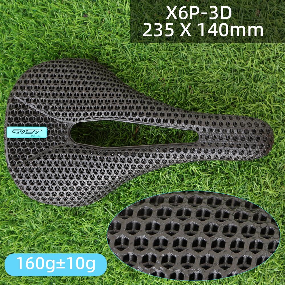 RYET 3D Printed Bike Carbon Saddle 140mm 142mm Super Light Road MTB Racing EVA Saddles Bicycle Seat Cushion Cycling Seating Part X6 3D Saddle