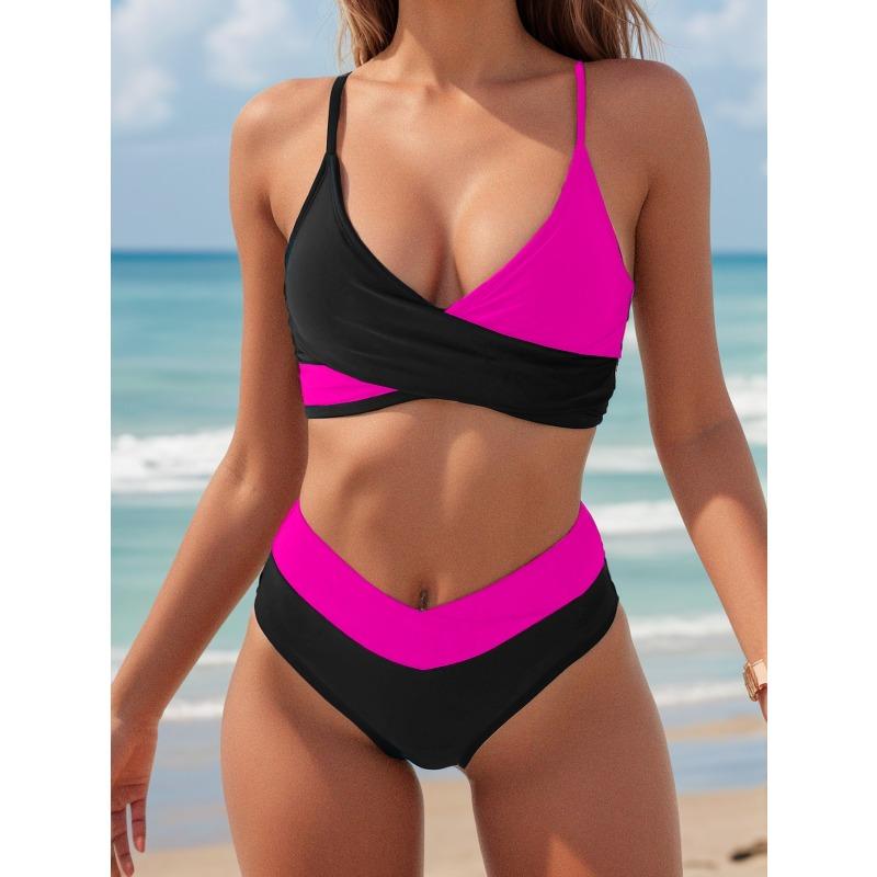 New Bikini European and American Solid Color Pleated Backless Sexy Bikini Split Swimsuit Swimsuit