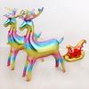 2pcs Elk Foil Balloons Set 4D Christmas Standing Deer Balloon Xmas Rainbow Deer Christmas Balloons Party Decoration Inflatable B