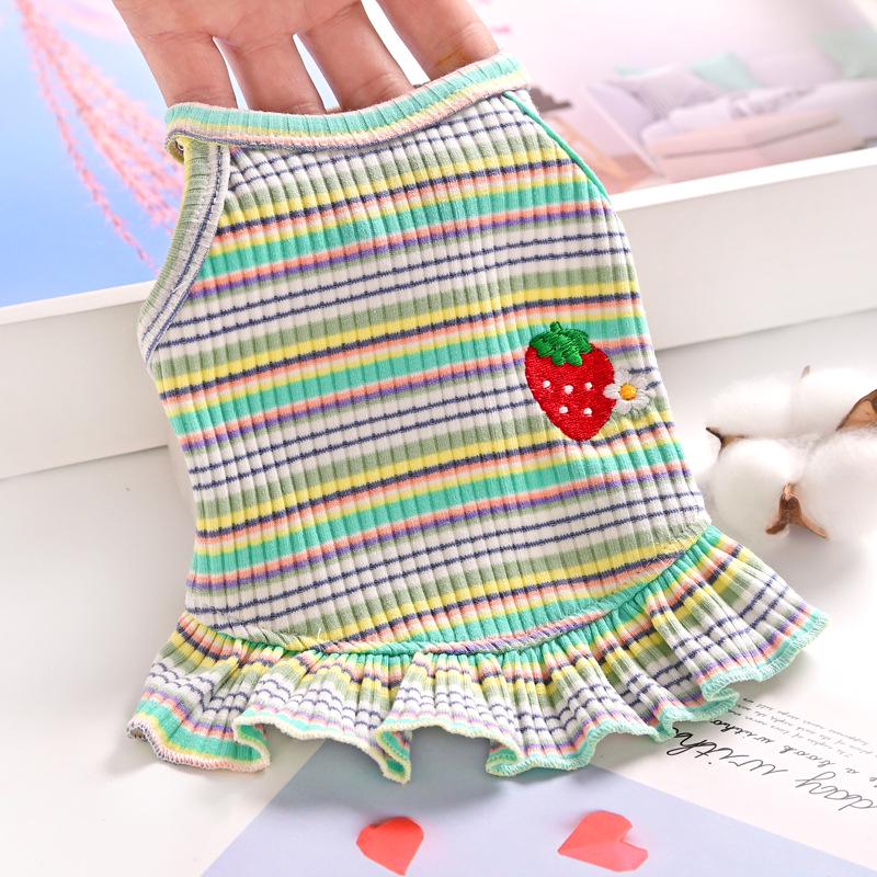 Striped Strawberry Princess Dress for Small Dogs - Spring/Summer Collection