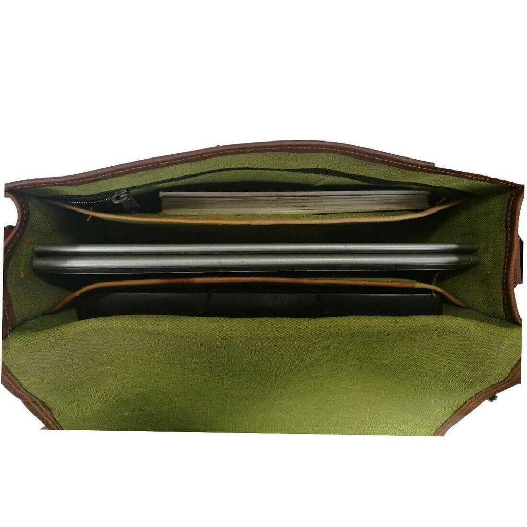 Vintage braune echte Ziegenleder Laptop Umhängetasche Herren Messenger Bag