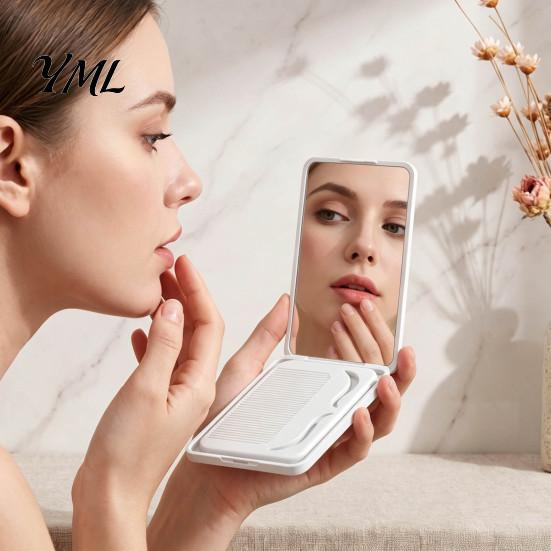 Travel Mirror with Comb Portable Folding Makeup Comb, Compact Cosmetic Mirror, Pocket Size & Hair Detangling for Women Girls Handheld