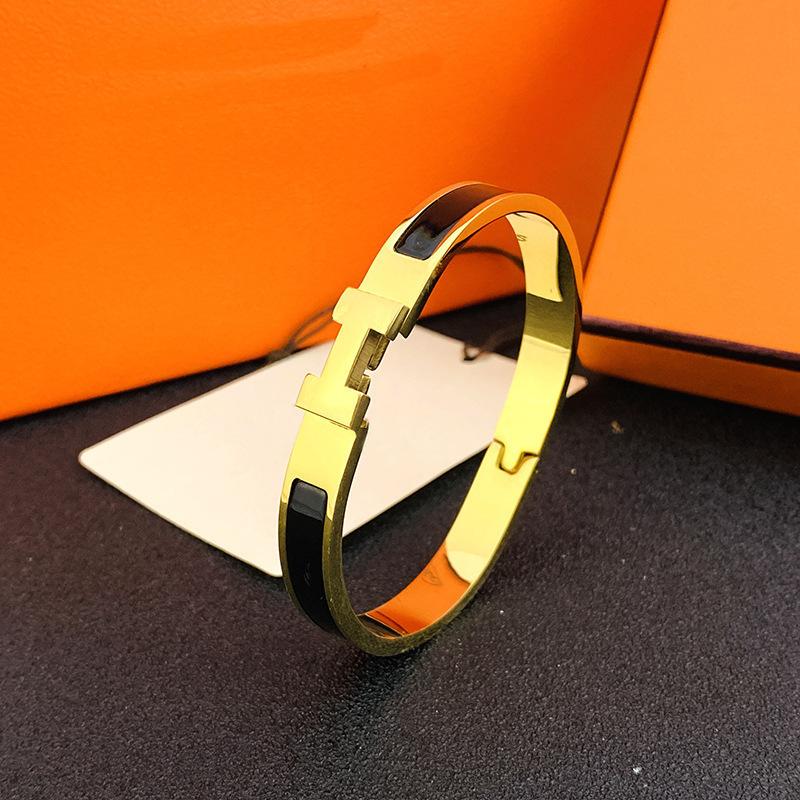 Bracelet Émail Coloré Bracelet Couple Acier Inoxydable Plaqué Or Bracelets Couple Émail Coloré