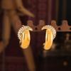 18K Gold Plated Crescent Moon Diamond Earrings - Exquisite Titanium Steel Jewelry
