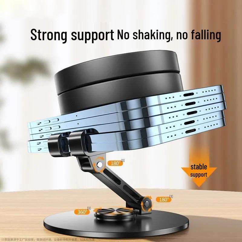 Premium All-Metal Rotating Phone & Tablet Stand: Portable, Foldable, Universal for Desktop Use and Ideal for Live Streaming & Watching Dramas